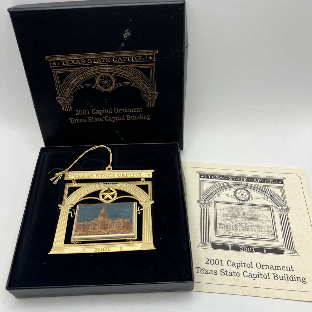 2001 Texas Capitol Annual Christmas Ornament in Box with Paperwork